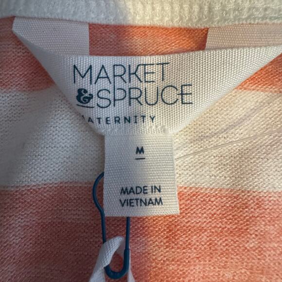 Market & Spruce Maternity Crewneck Coral White Striped Tee NWT Size Medium - Picture 9 of 9